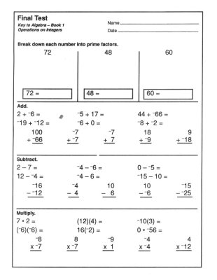 Key to Algebra-Reproducible Tests (G403)