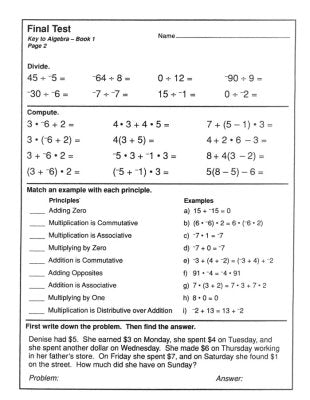 Key to Algebra-Reproducible Tests (G403)