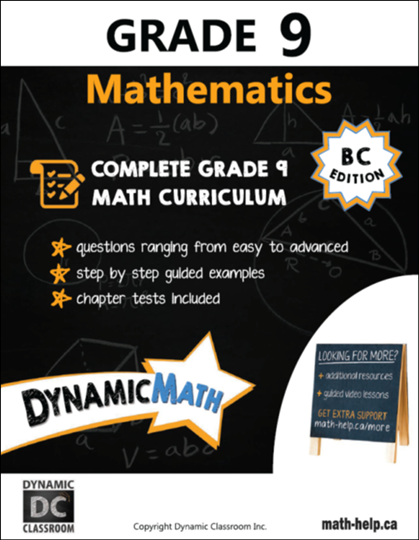 Dynamic Math Grade 9 Workbook & Video Subscription (BC) (G229BC)