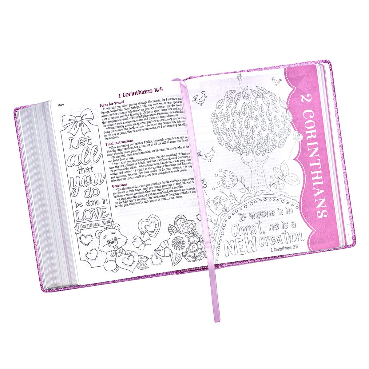 Purple Glitter My Creative Bible for Girls - ESV Journaling Bible (K488)