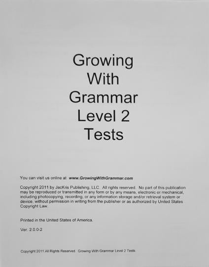 Growing with Grammar Level 2 Tests (E282t)